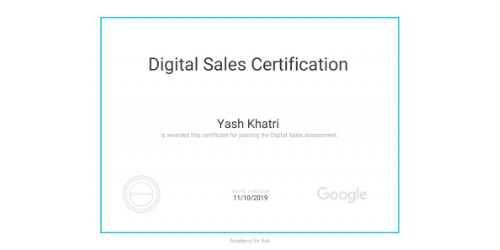 Yash A Khatri Certificates